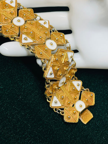 Vendome 1960’s Gold and Cream Etruscan Bracelet